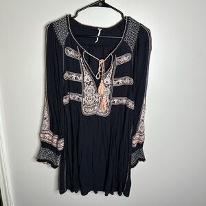 Women's Free People Size Small Wind Willow Embroidered Gauze Mini Dress